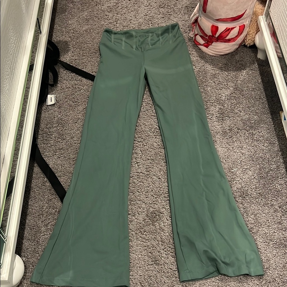 PINK Women's Green Flared Pants